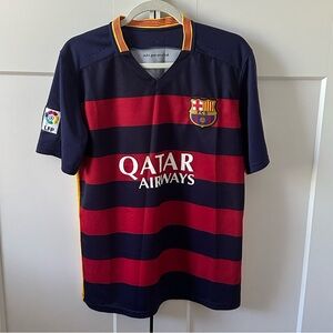Vintage Y2K Navy Blue, Red & Yellow FCB Neymar Jr Soccer Jersey
